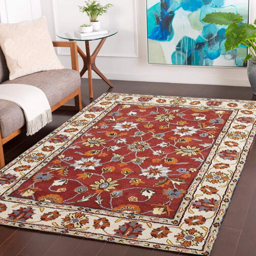 Handmade Tufted Rugs, Premium Quality Floral Wool Rug for Living Room CF08 - Image 4