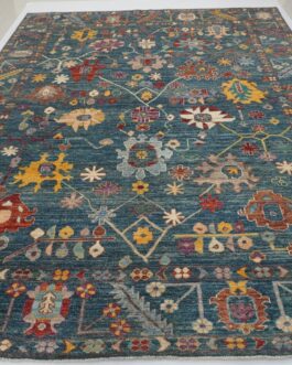 Contemporary Oushak Rug, Hand Knotted Vintage Turkish Colorful Floral Rug COR-83