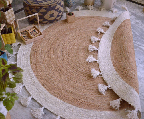 Handmade Round Jute Area Rug, Natural Jute Braided Custom Rugs RJR-05 - Image 3