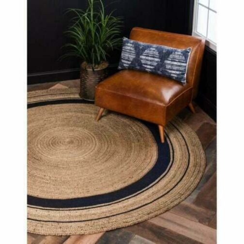 Handmade Round Jute Area Rug, Natural Jute Braided Custom Rugs RJR-12 - Image 4