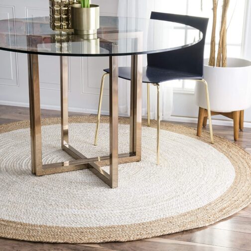 Handmade Round Jute Area Rug, Natural Jute Braided Custom Rugs RJR-14 - Image 2