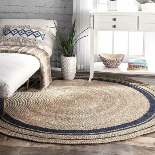 Handmade Round Jute Area Rug, Natural Jute Braided Custom Rugs RJR-12 - Image 2