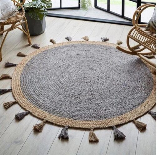 Handmade Round Jute Area Rug, Natural Jute Braided Custom Rugs RJR-04
