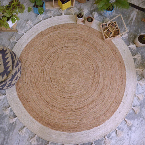 Handmade Round Jute Area Rug, Natural Jute Braided Custom Rugs RJR-05 - Image 2
