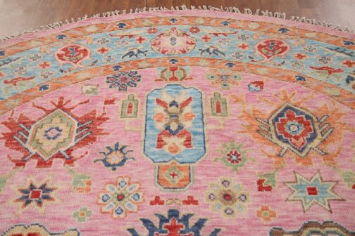 Oriental Round Area Rug, Hand Knotted 100% Wool Round Rug, Floral Rug Multi Size 01 - Image 4