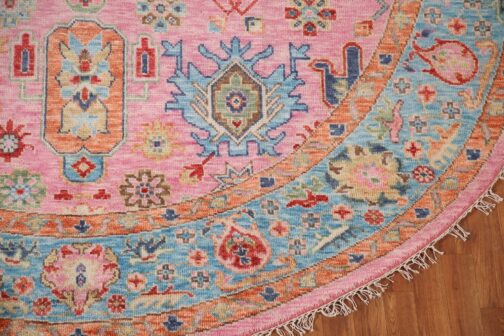Oriental Round Area Rug, Hand Knotted 100% Wool Round Rug, Floral Rug Multi Size 01 - Image 3