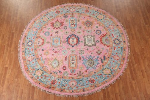 Oriental Round Area Rug, Hand Knotted 100% Wool Round Rug, Floral Rug Multi Size 01