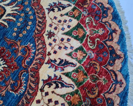 Oriental Round Area Rug, Hand Knotted 100% Wool Round Rug, Floral Rug Multi Size 08 - Image 2