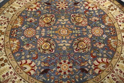 Oriental Round Area Rug, Hand Knotted 100% Wool Round Rug, Floral Rug Multi Size 10 - Image 3