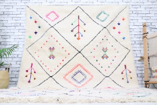 Beni Ourain Rug, Authentic Moroccan Rug, Berber Carpet, Handmade Wool BOR-12
