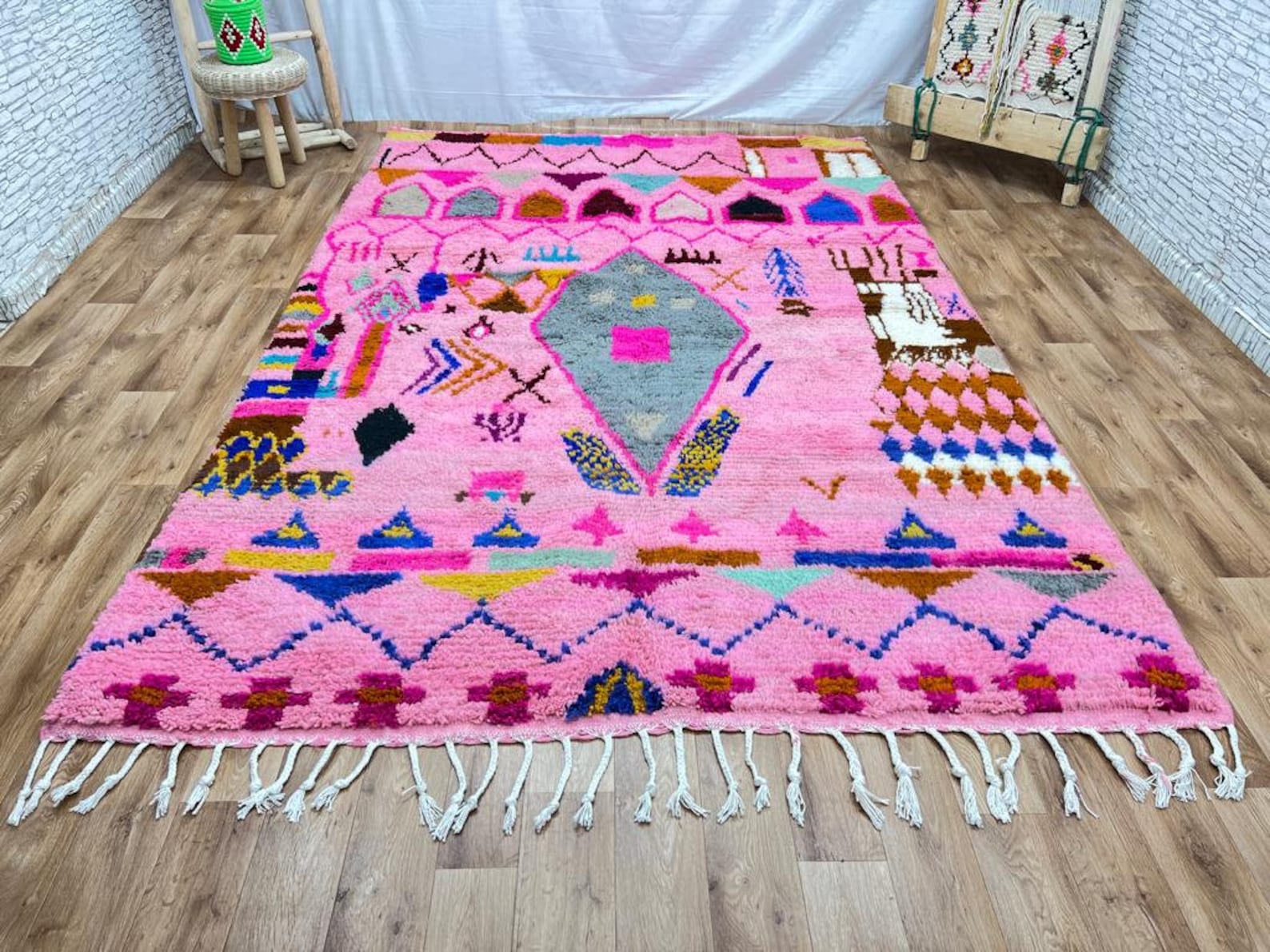 Beni Ourain Rug, Authentic Moroccan Rug, Berber Carpet, Handmade Wool BOR-13 - Image 2