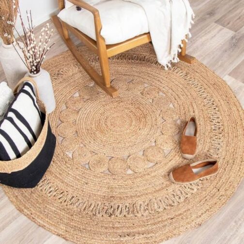Handmade Round Jute Area Rug, Natural Jute Braided Custom Rugs RJR-31