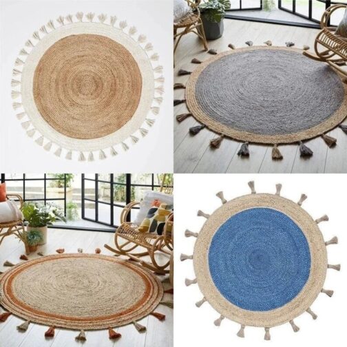 Handmade Round Jute Area Rug, Natural Jute Braided Custom Rugs RJR-05 - Image 4