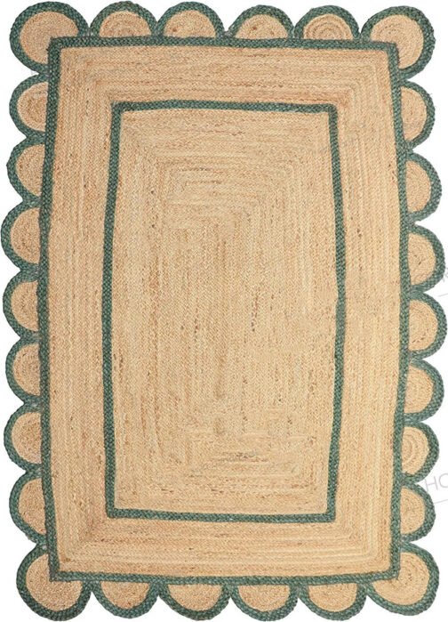 Indian Handwoven Jute Area Rug, Natural Jute Braided Custom Rugs Multi Size JR-05