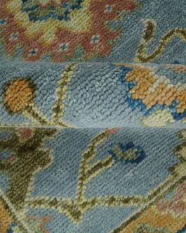 Contemporary Oushak Rug, Hand Knotted Vintage Turkish Colorful Floral Rug TOP14