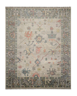 Contemporary Oushak Rug, Hand Knotted Vintage Turkish Colorful Floral Rug TOP15