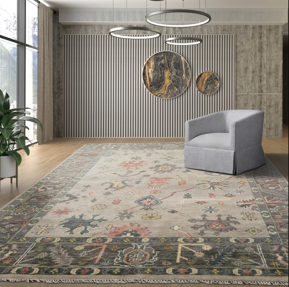 Hand Knotted Turkish Oushak Carpets, Vintage Turkish Colorful Floral Rug OR181 - Image 2