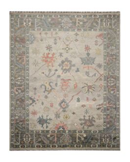 Hand Knotted Turkish Oushak Carpets, Vintage Turkish Colorful Floral Rug OR181