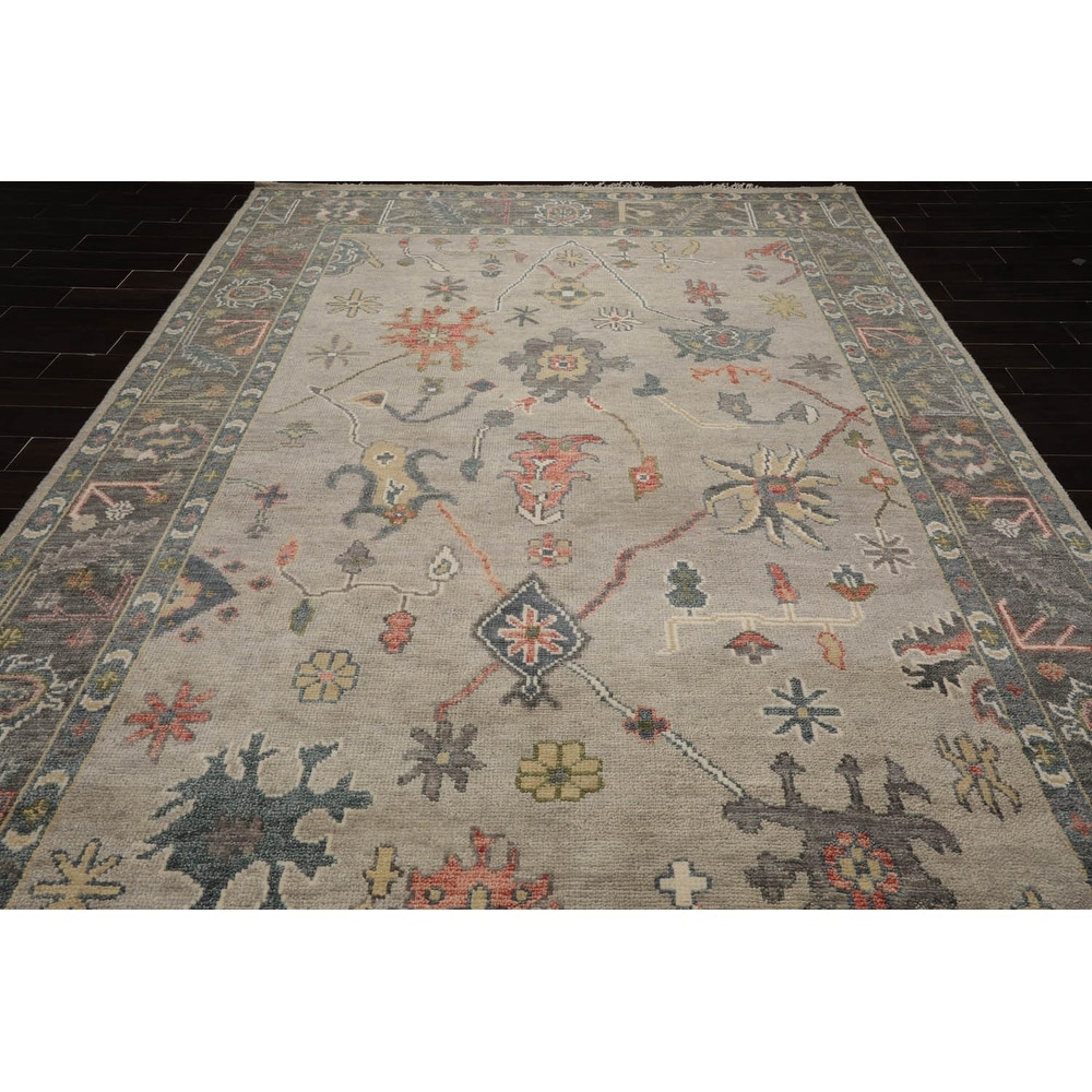 Hand Knotted Turkish Oushak Carpets, Vintage Turkish Colorful Floral Rug OR181 - Image 4