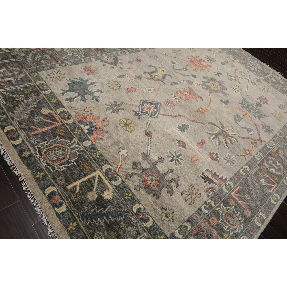 Hand Knotted Turkish Oushak Carpets, Vintage Turkish Colorful Floral Rug OR181 - Image 5