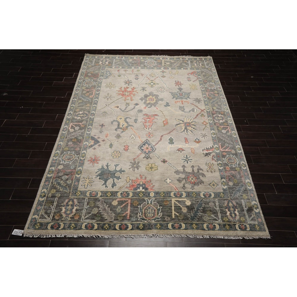 Hand Knotted Turkish Oushak Carpets, Vintage Turkish Colorful Floral Rug OR181 - Image 6