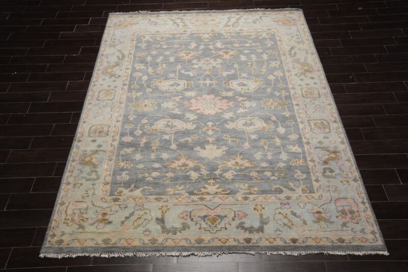 Hand Knotted Turkish Oushak Carpets, Vintage Turkish Colorful Floral Rug OR183 - Image 4