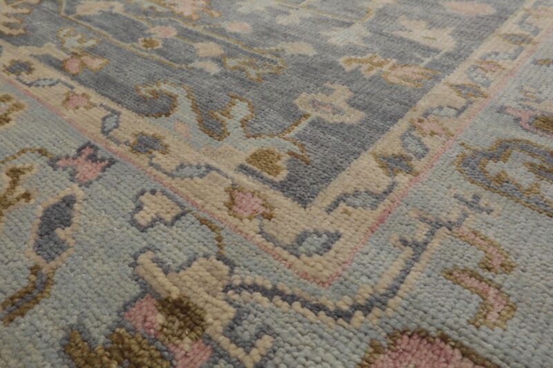 Hand Knotted Turkish Oushak Carpets, Vintage Turkish Colorful Floral Rug OR183 - Image 3