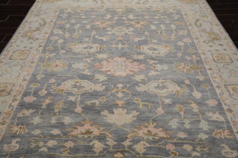 Hand Knotted Turkish Oushak Carpets, Vintage Turkish Colorful Floral Rug OR183 - Image 7