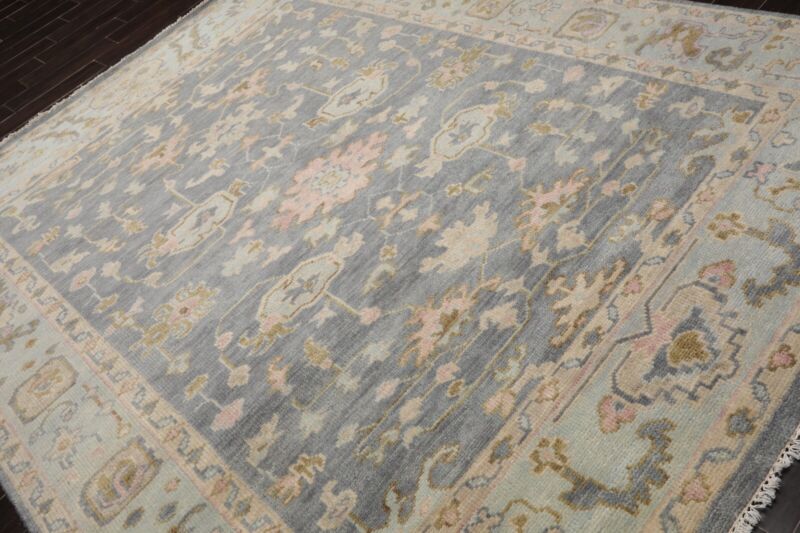 Hand Knotted Turkish Oushak Carpets, Vintage Turkish Colorful Floral Rug OR183 - Image 8