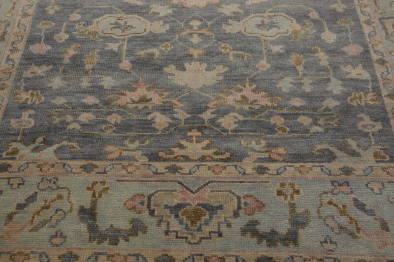 Hand Knotted Turkish Oushak Carpets, Vintage Turkish Colorful Floral Rug OR183 - Image 9