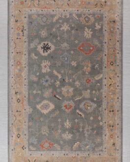 Hand Knotted Turkish Oushak Carpets, Vintage Turkish Colorful Floral Rug OR184