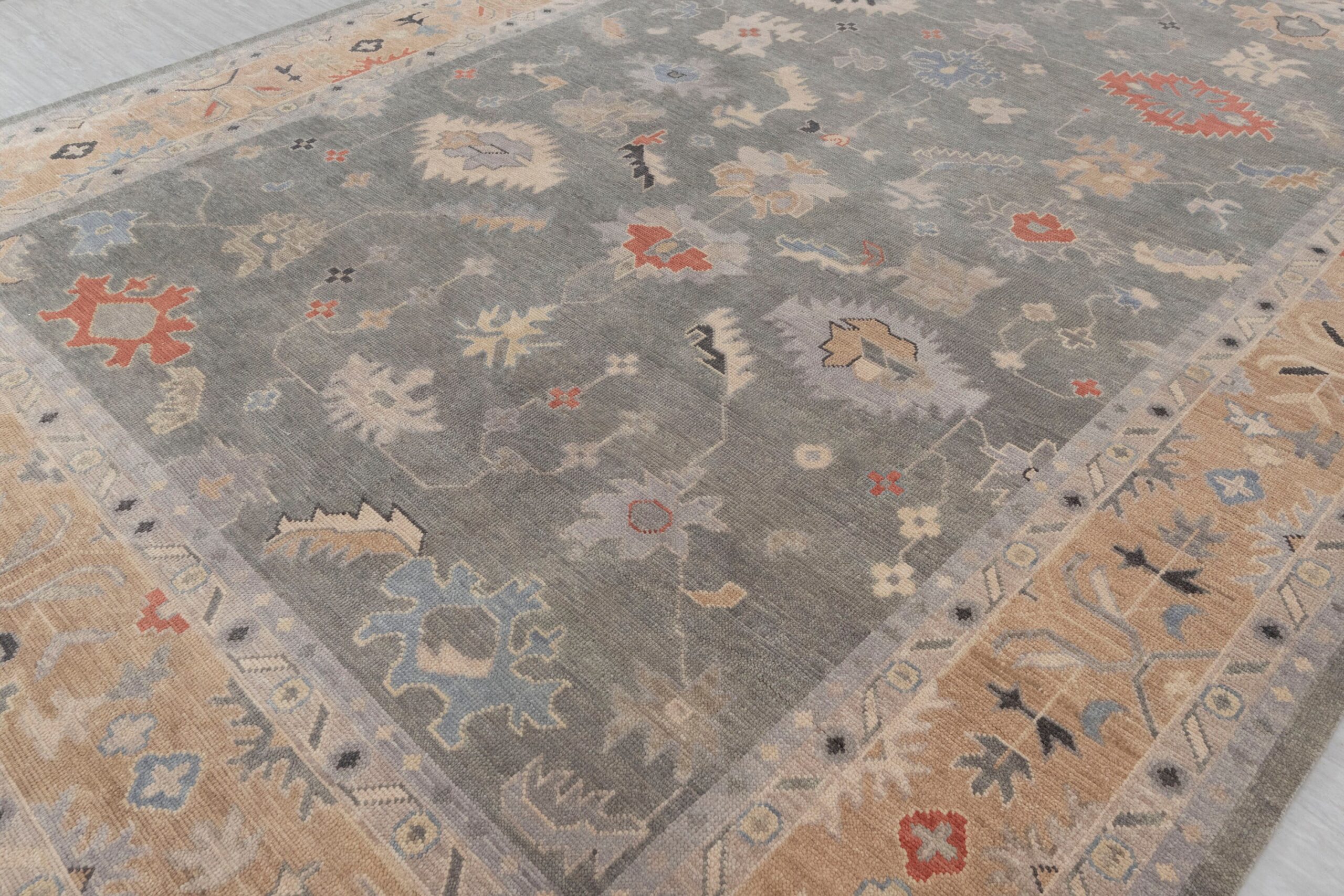 Hand Knotted Turkish Oushak Carpets, Vintage Turkish Colorful Floral Rug OR184 - Image 9