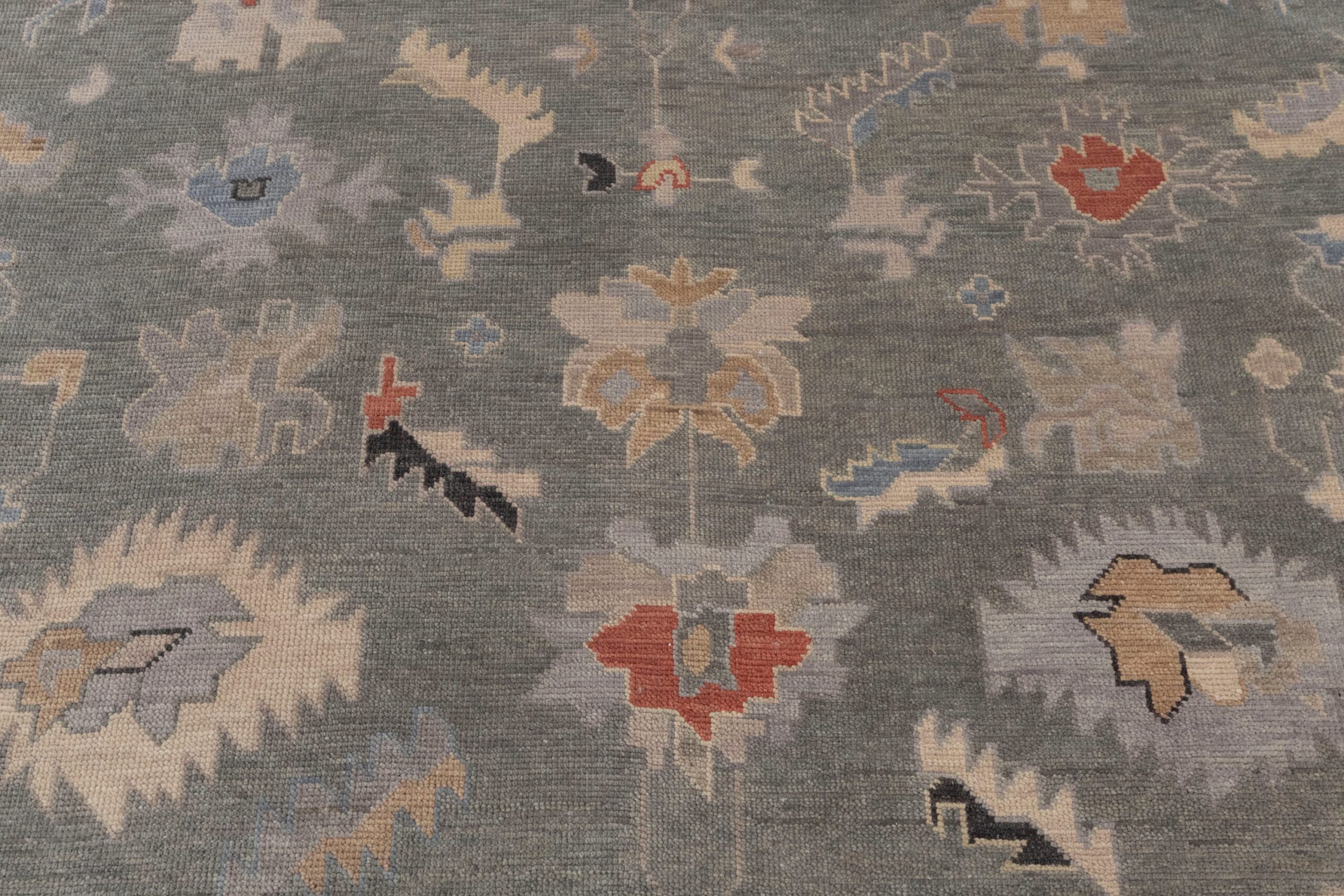 Hand Knotted Turkish Oushak Carpets, Vintage Turkish Colorful Floral Rug OR184 - Image 3