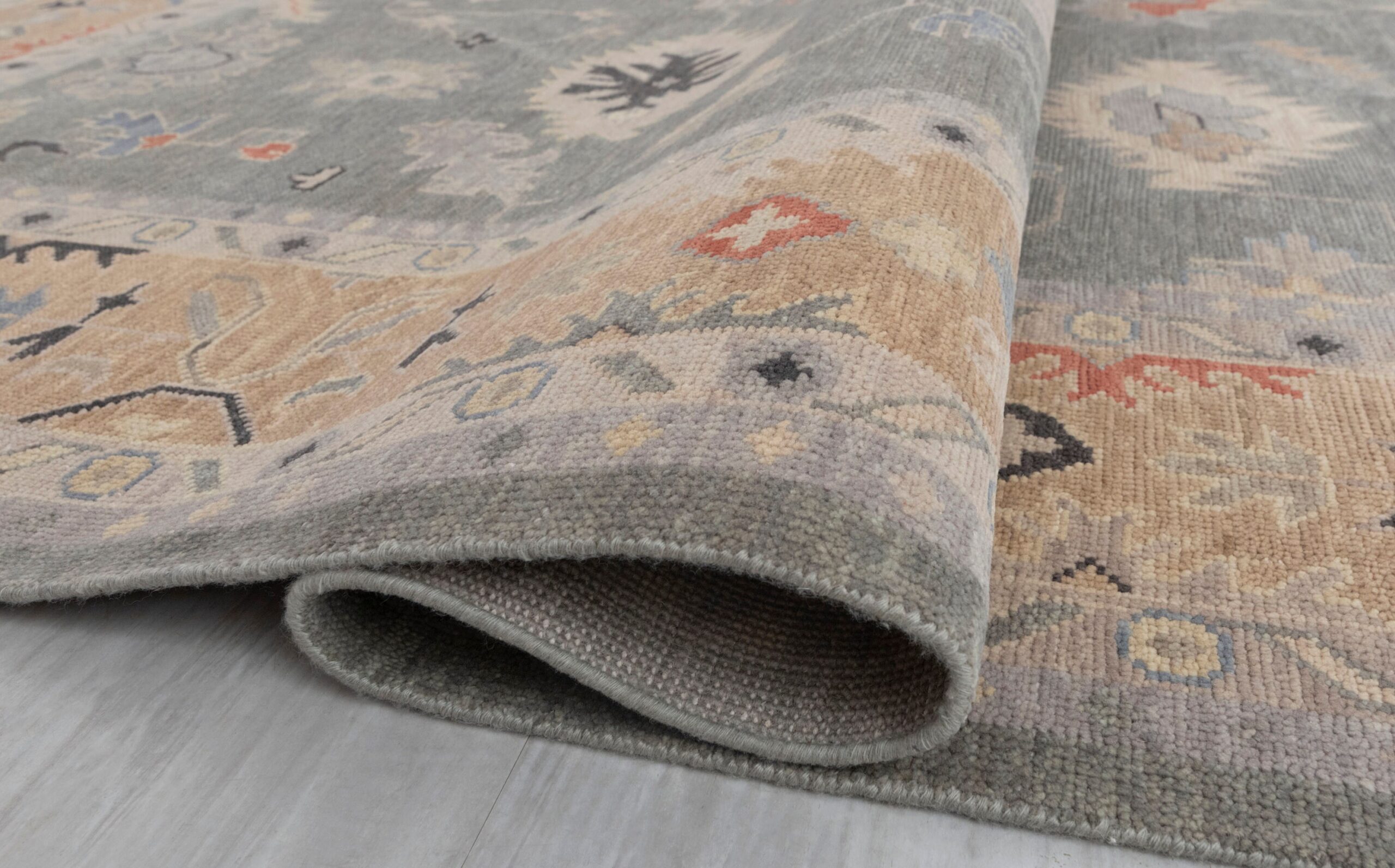 Hand Knotted Turkish Oushak Carpets, Vintage Turkish Colorful Floral Rug OR184 - Image 5