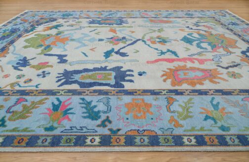 Hand Knotted Turkish Oushak Carpets, Vintage Turkish Colorful Floral Rug OR198 - Image 2