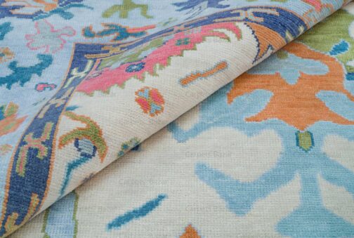 Hand Knotted Turkish Oushak Carpets, Vintage Turkish Colorful Floral Rug OR198 - Image 4