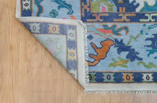 Hand Knotted Turkish Oushak Carpets, Vintage Turkish Colorful Floral Rug OR198 - Image 3