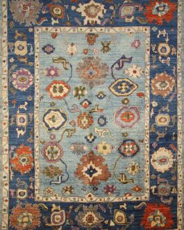 Hand Knotted Turkish Oushak Carpets, Vintage Turkish Colorful Floral Rug OR199