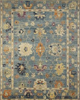 Hand Knotted Turkish Oushak Carpets, Vintage Turkish Colorful Floral Rug OR201