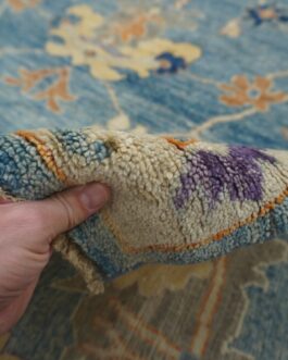 Hand Knotted Turkish Oushak Carpets, Vintage Turkish Colorful Floral Rug OR201