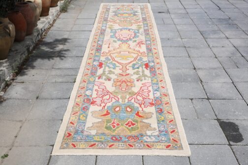 Colorful Runner Turkish Oushak Hand Knotted Wool Transitional Oriental Area Rug Multi-Size 01 - Image 7