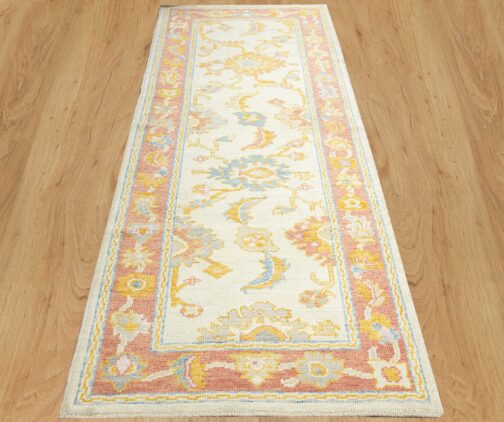 Turkish Oushak Runner Hand Knotted Wool Transitional Oriental Area Rug Multi-Size 08