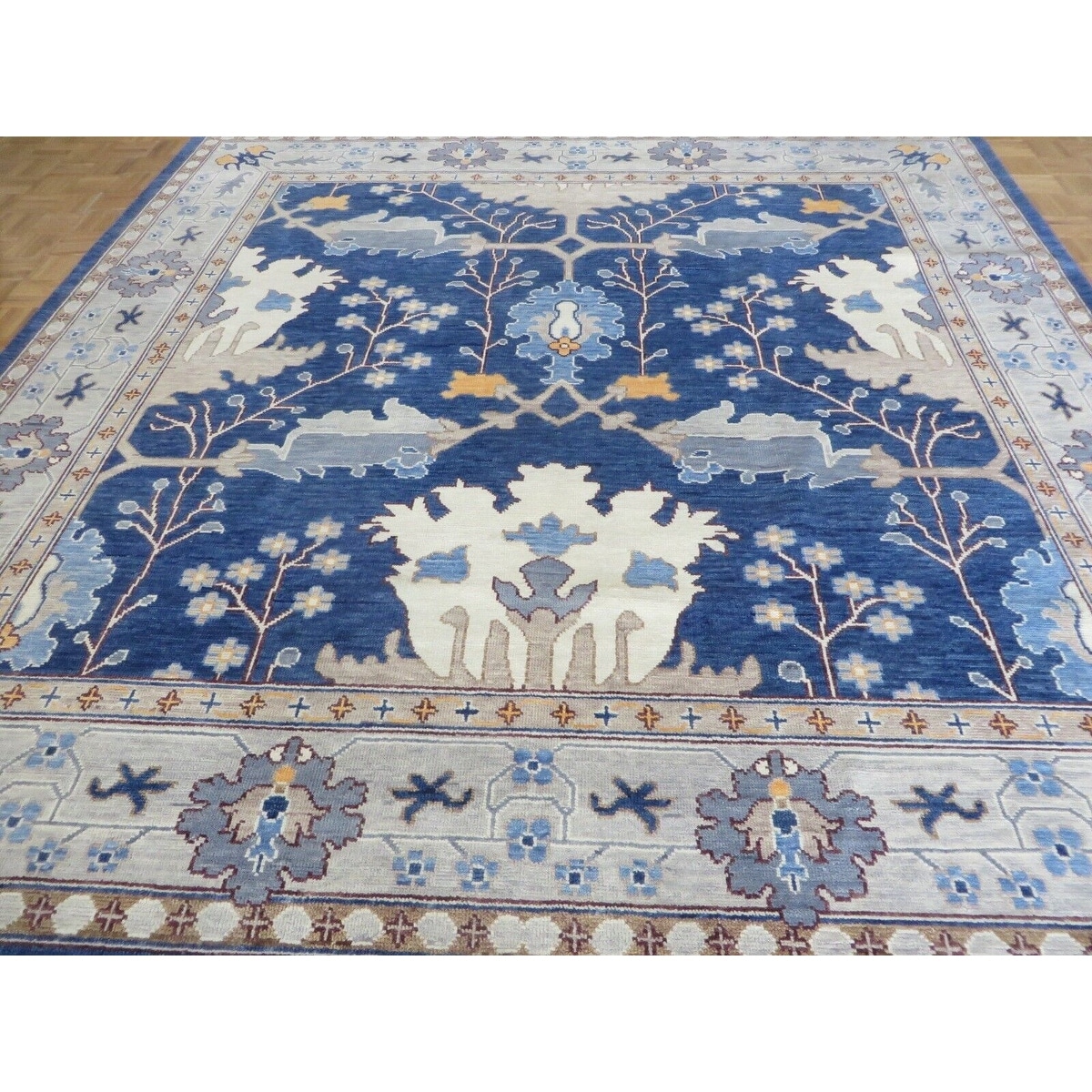 Hand Knotted Turkish Oushak Carpets, Vintage Turkish Colorful Floral Rug OR193 - Image 5