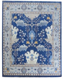Hand Knotted Turkish Oushak Carpets, Vintage Turkish Colorful Floral Rug OR193
