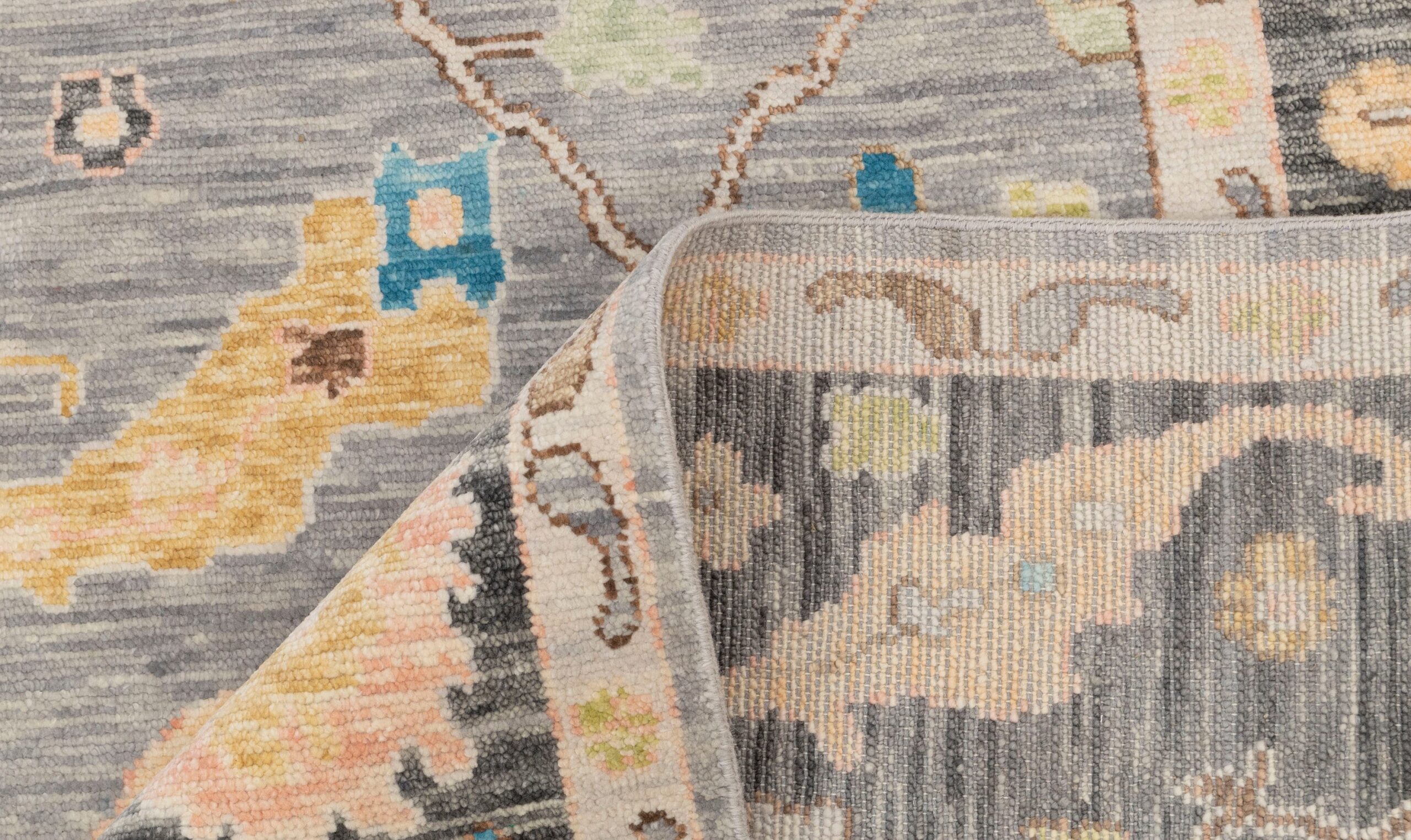 Hand Knotted Turkish Oushak Carpets, Vintage Turkish Colorful Floral Rug OR185 - Image 4