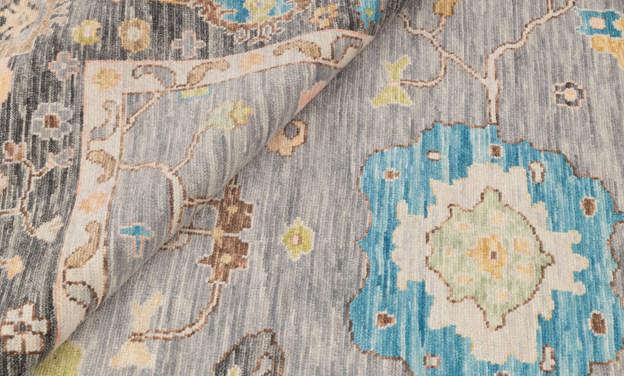 Hand Knotted Turkish Oushak Carpets, Vintage Turkish Colorful Floral Rug OR185 - Image 7