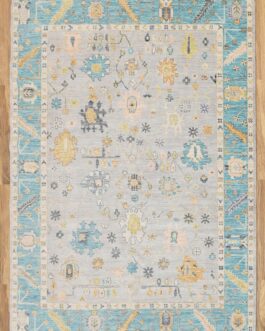 Hand Knotted Turkish Oushak Carpets, Vintage Turkish Colorful Floral Rug OR186