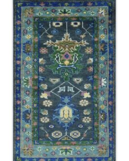 Hand Knotted Turkish Oushak Carpets, Vintage Turkish Colorful Floral Rug OR195